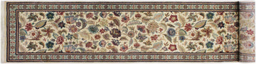 handmade Traditional Gulberg Beige Green Hand Knotted RUNNER 100% WOOL area rug 3x13